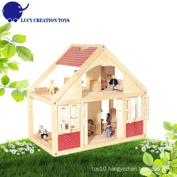 Wooden Two-floor Happy Family Doll House